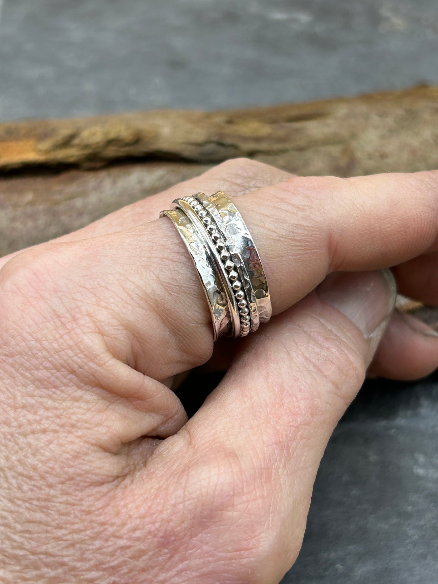 Sterling Silver Spinner ring - Three spinners