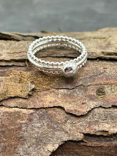Trio bundle - Two beaded bands and a Bauble ring