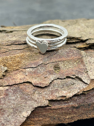 Trio bundle - Heart Stacking ring & two stacking bands
