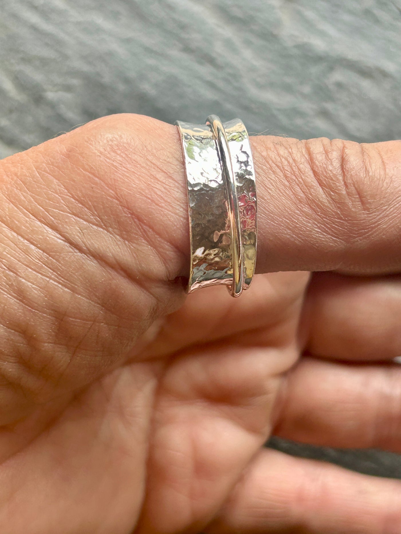 Sterling Silver Spinner ring - wide spinner
