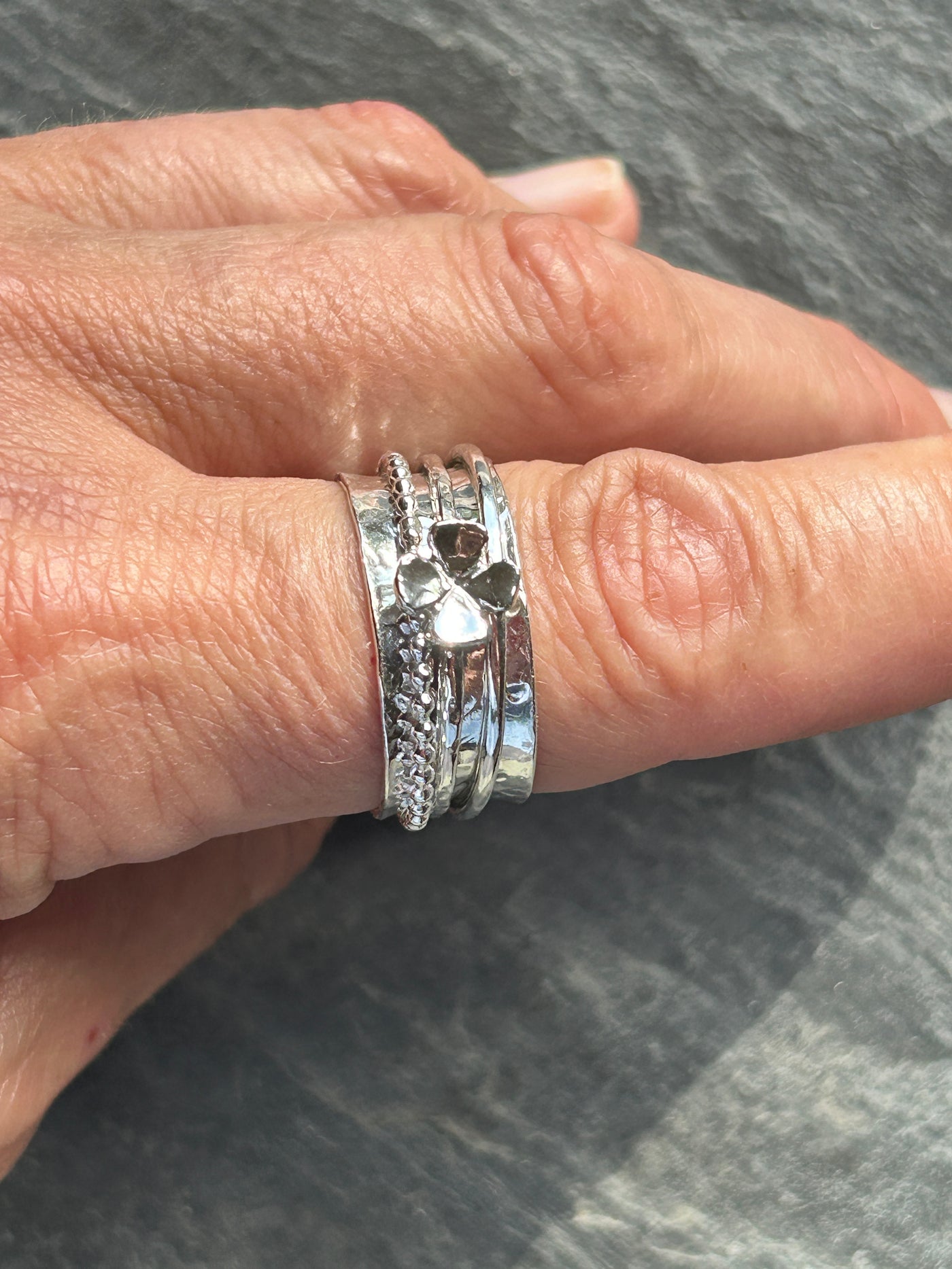 Sterling Silver Spinner ring - Four Leaf Clover Spinner