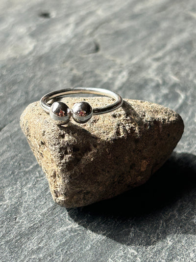 Double Silver Ball Ring