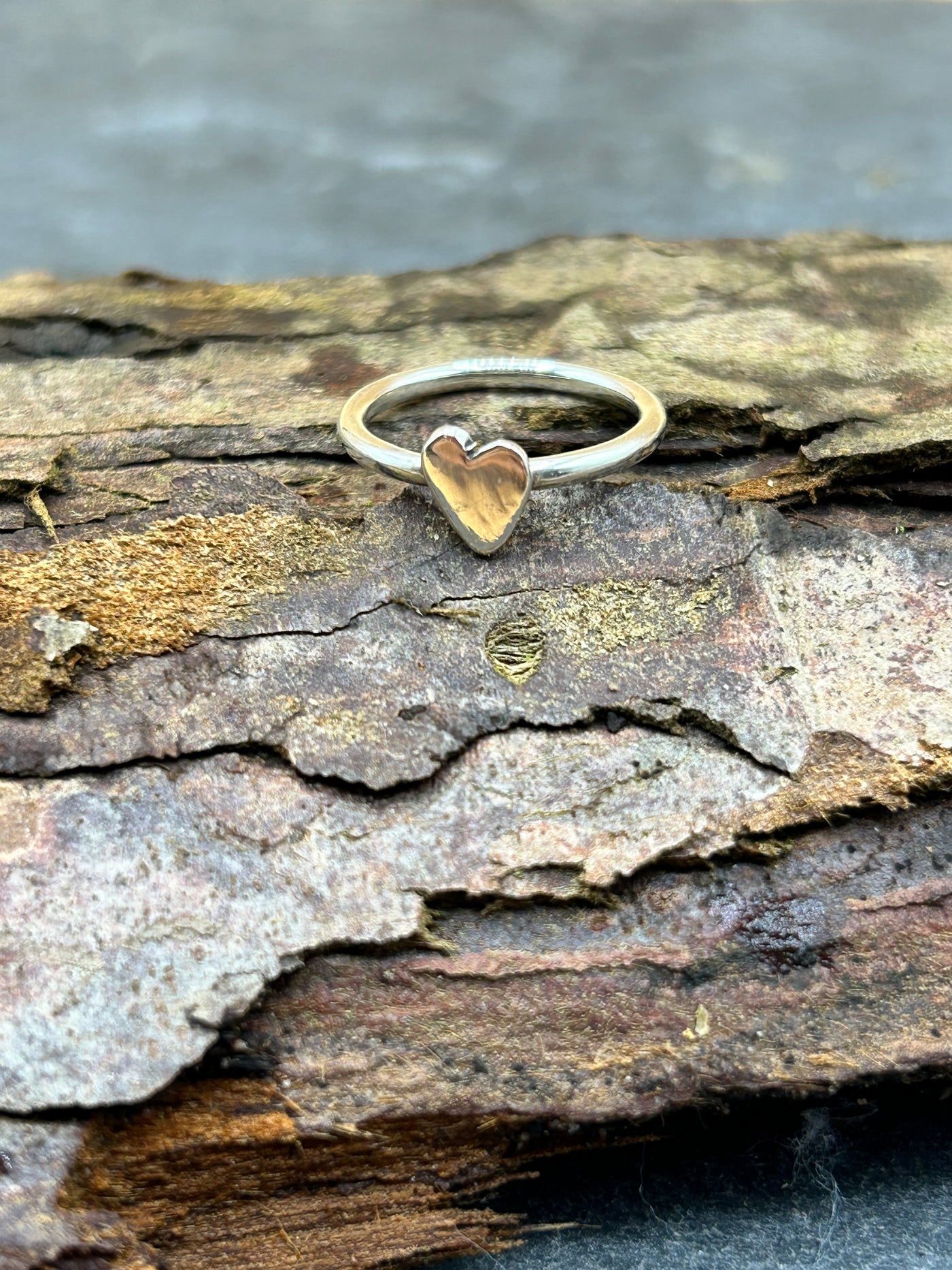 Stacking ring with handcut heart