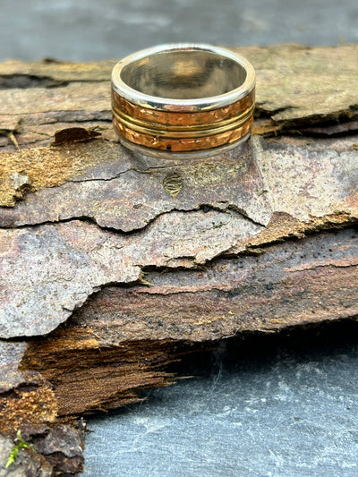 Inlay band with copper and gold