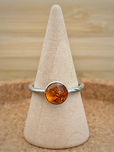 Stacking ring with Amber cabochon