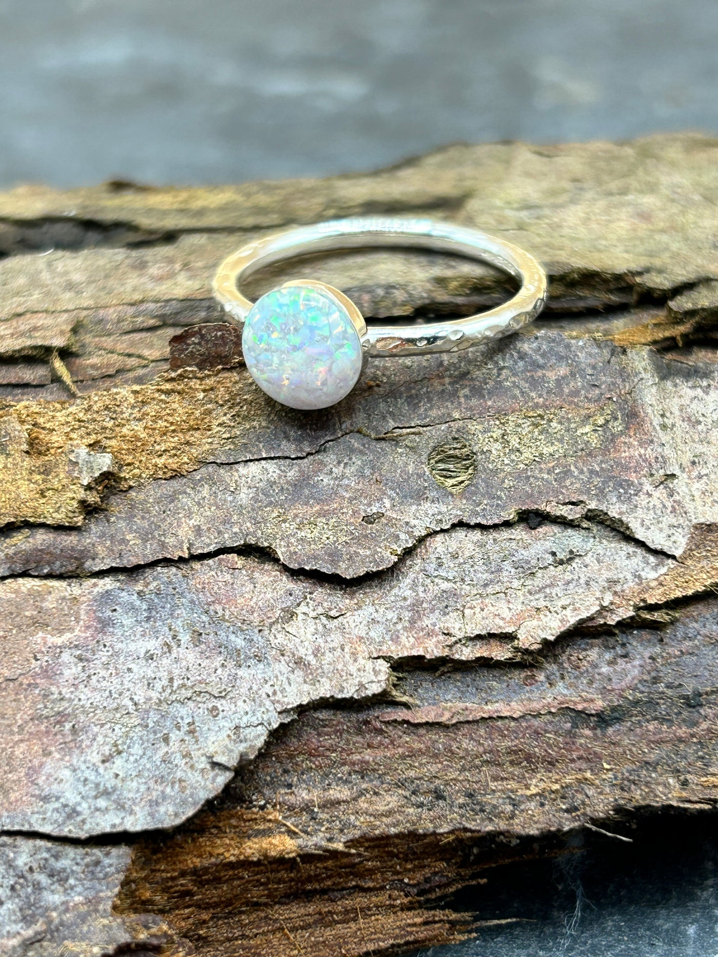 Stacking ring bundle - Opal Inlay ring & two stackers