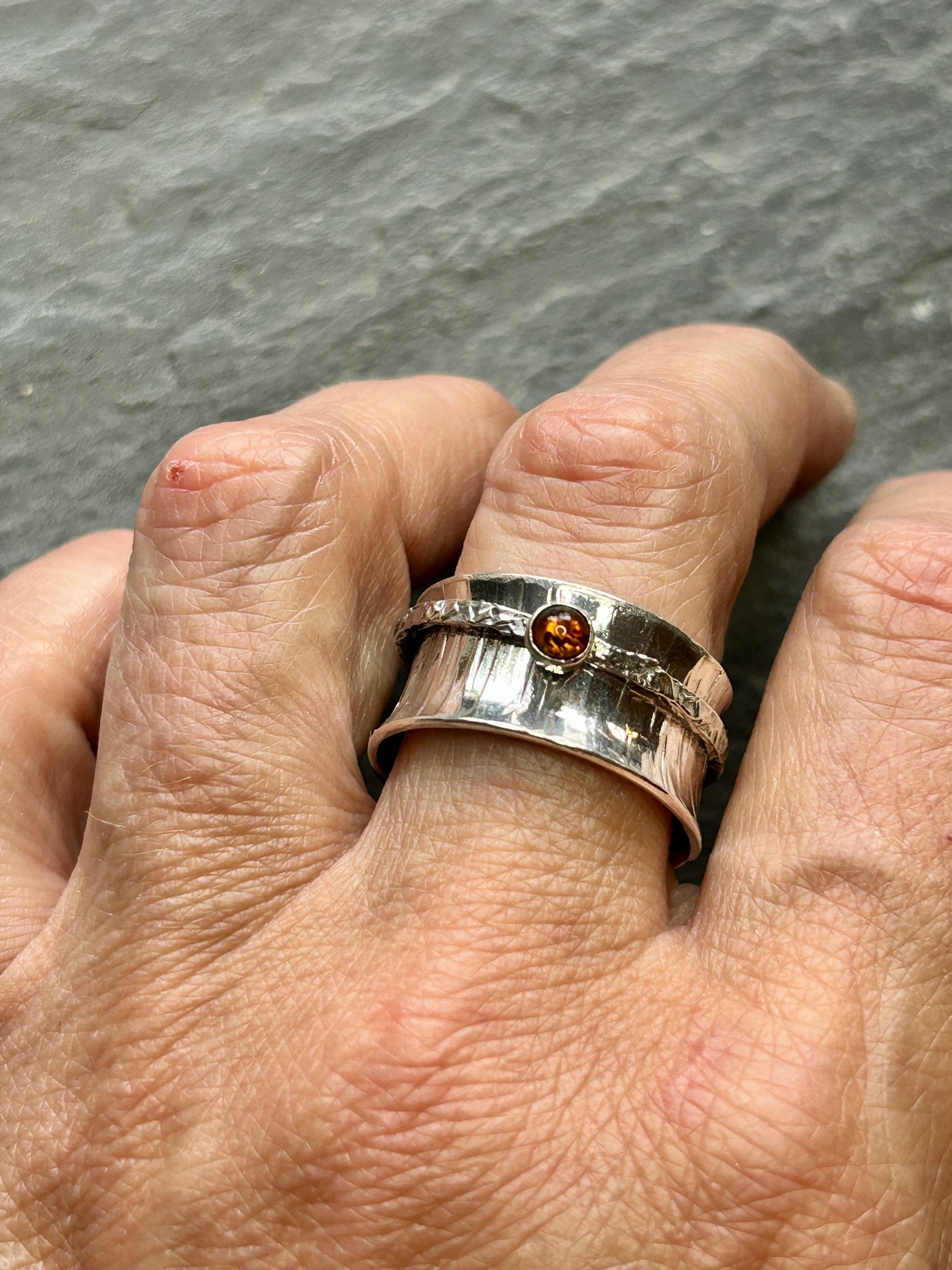 Sterling Silver Spinner ring - Amber Spinner