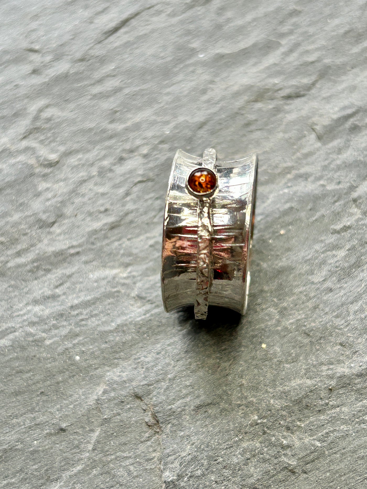 Sterling Silver Spinner ring - Amber Spinner
