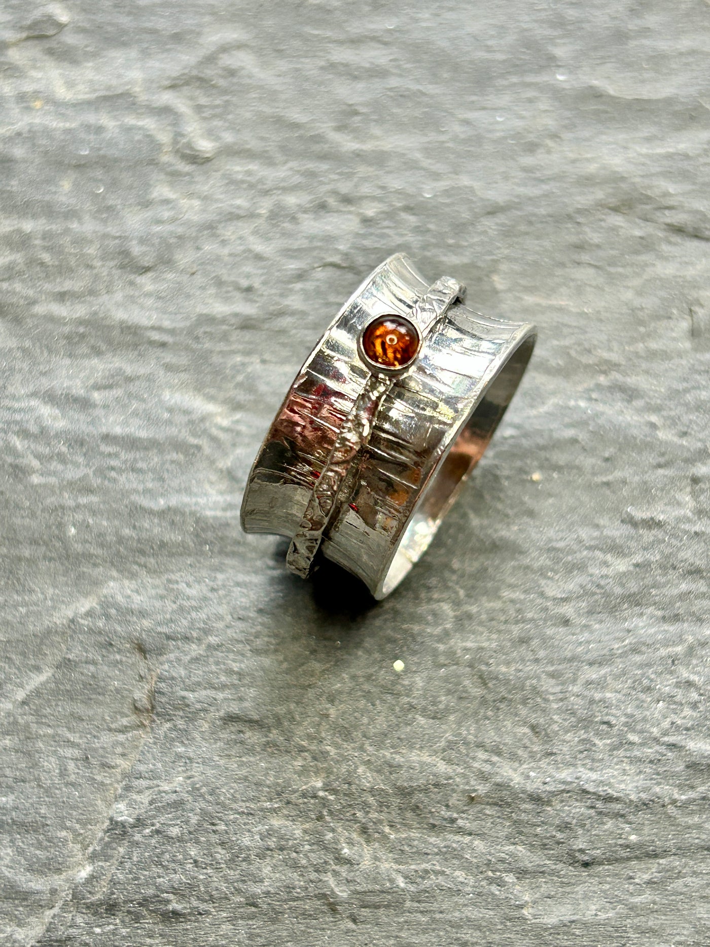 Sterling Silver Spinner ring - Amber Spinner