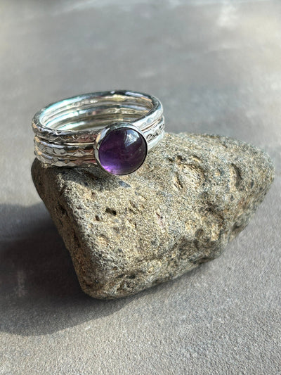 Amethyst Stacking ring bundle - LaVidaLoca Jewellery