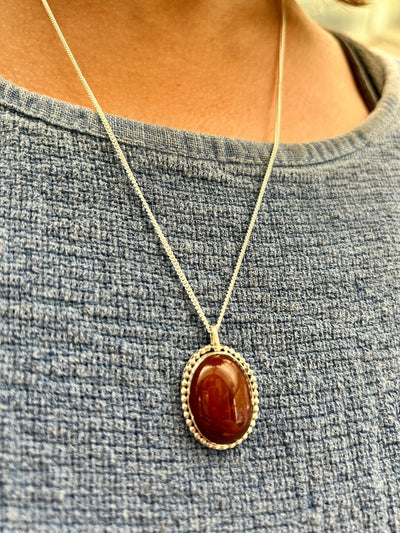 Beaded Carnelian Pendant - LaVidaLoca Jewellery
