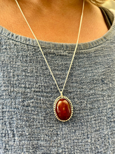 Beaded Carnelian Pendant - LaVidaLoca Jewellery