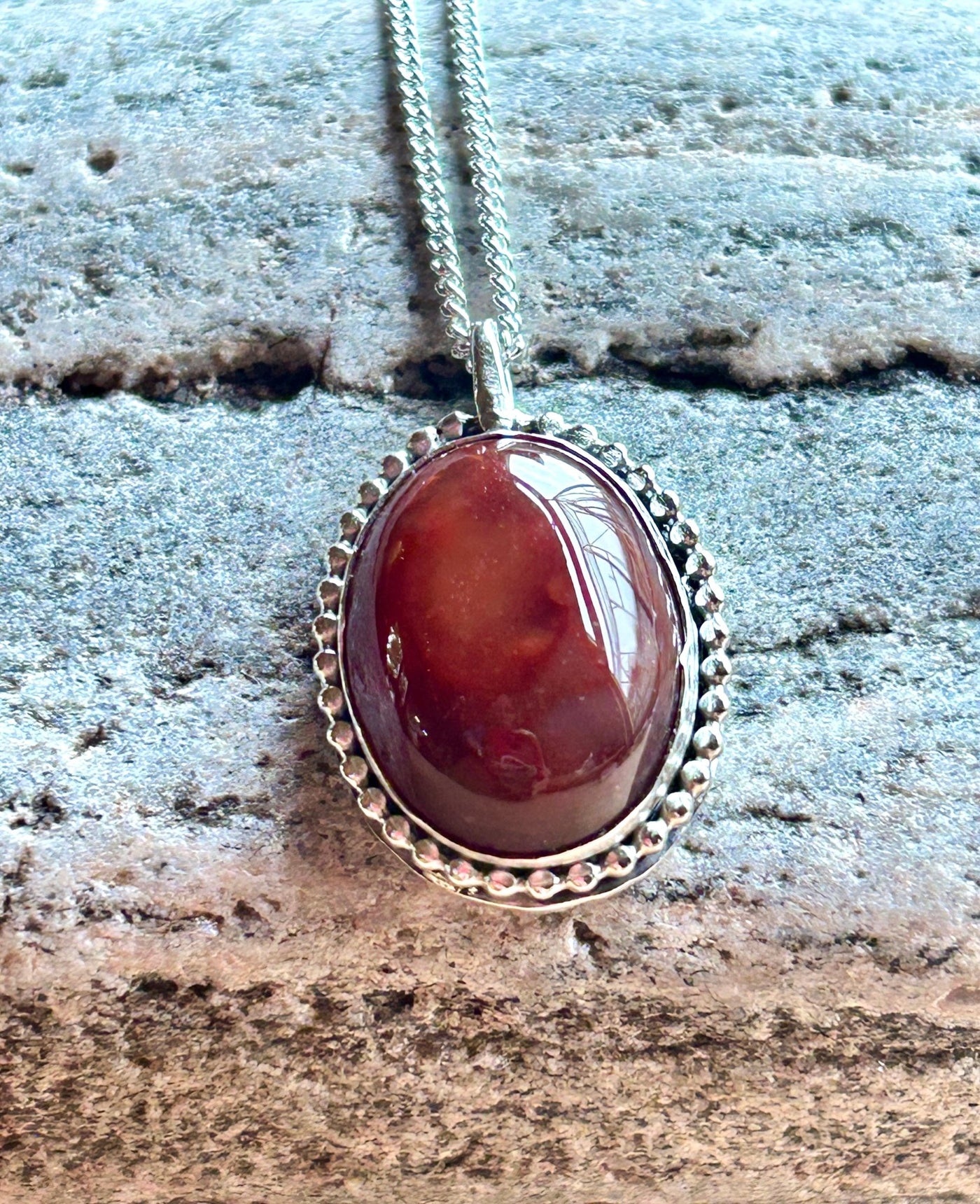 Beaded Carnelian Pendant - LaVidaLoca Jewellery