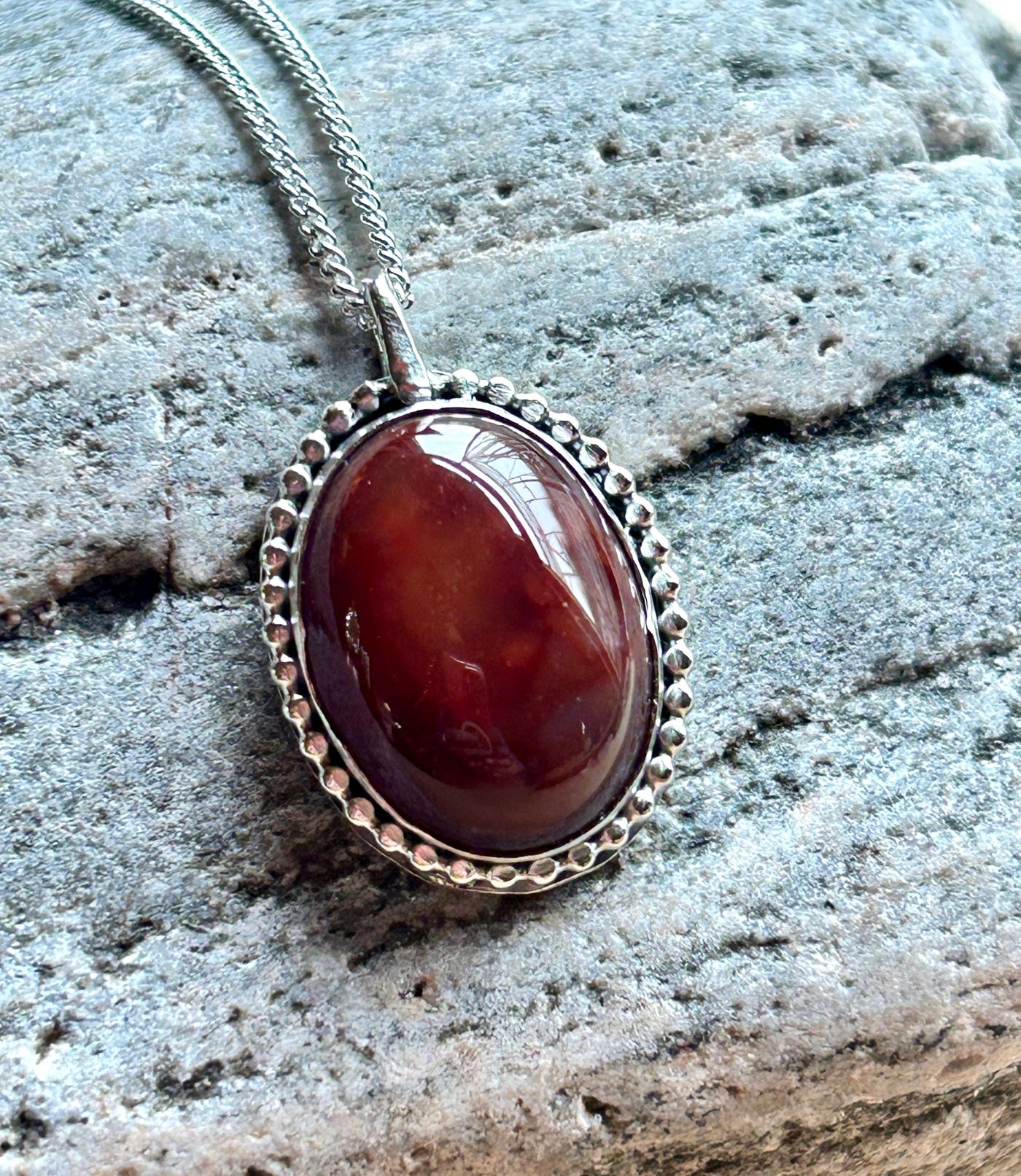 Beaded Carnelian Pendant - LaVidaLoca Jewellery