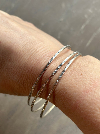 Classic Hammered Bangle - 1.8mm - LaVidaLoca Jewellery