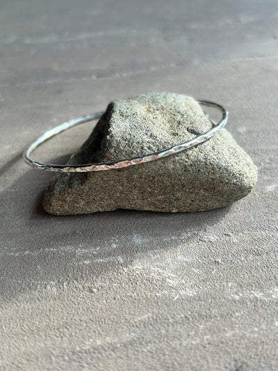 Classic Hammered Bangle - 1.8mm - LaVidaLoca Jewellery