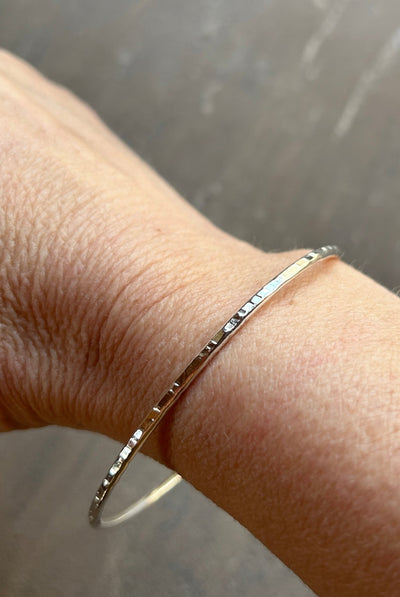 Classic Hammered Bangle - 2mm - LaVidaLoca Jewellery
