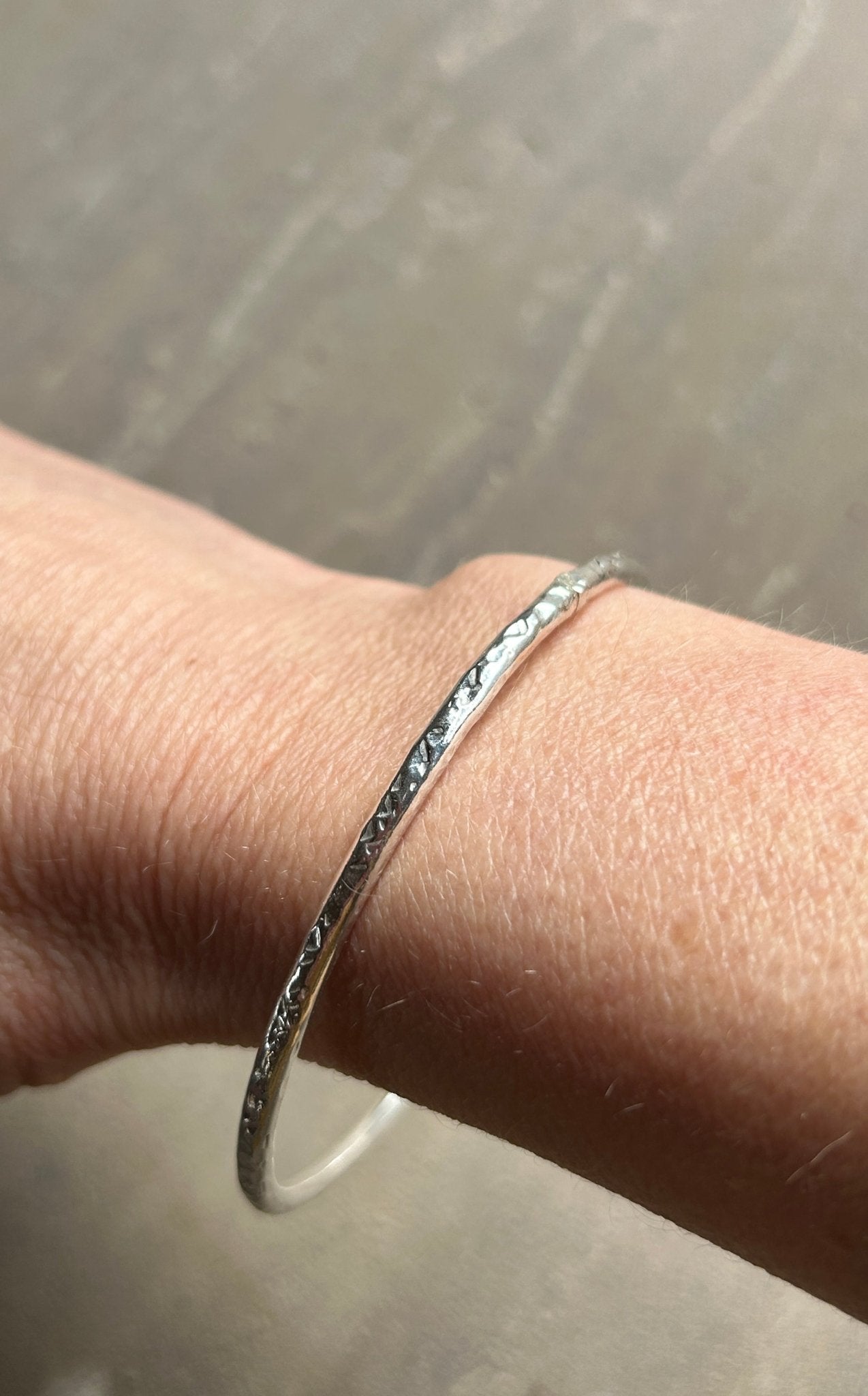 Classic Hammered Bangle - 3mm - LaVidaLoca Jewellery