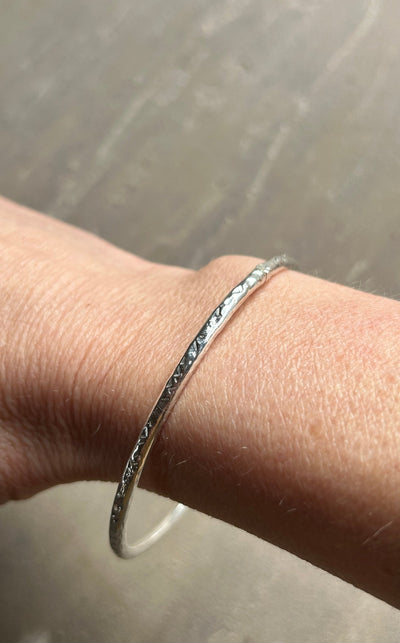 Classic Hammered Bangle - 3mm - LaVidaLoca Jewellery