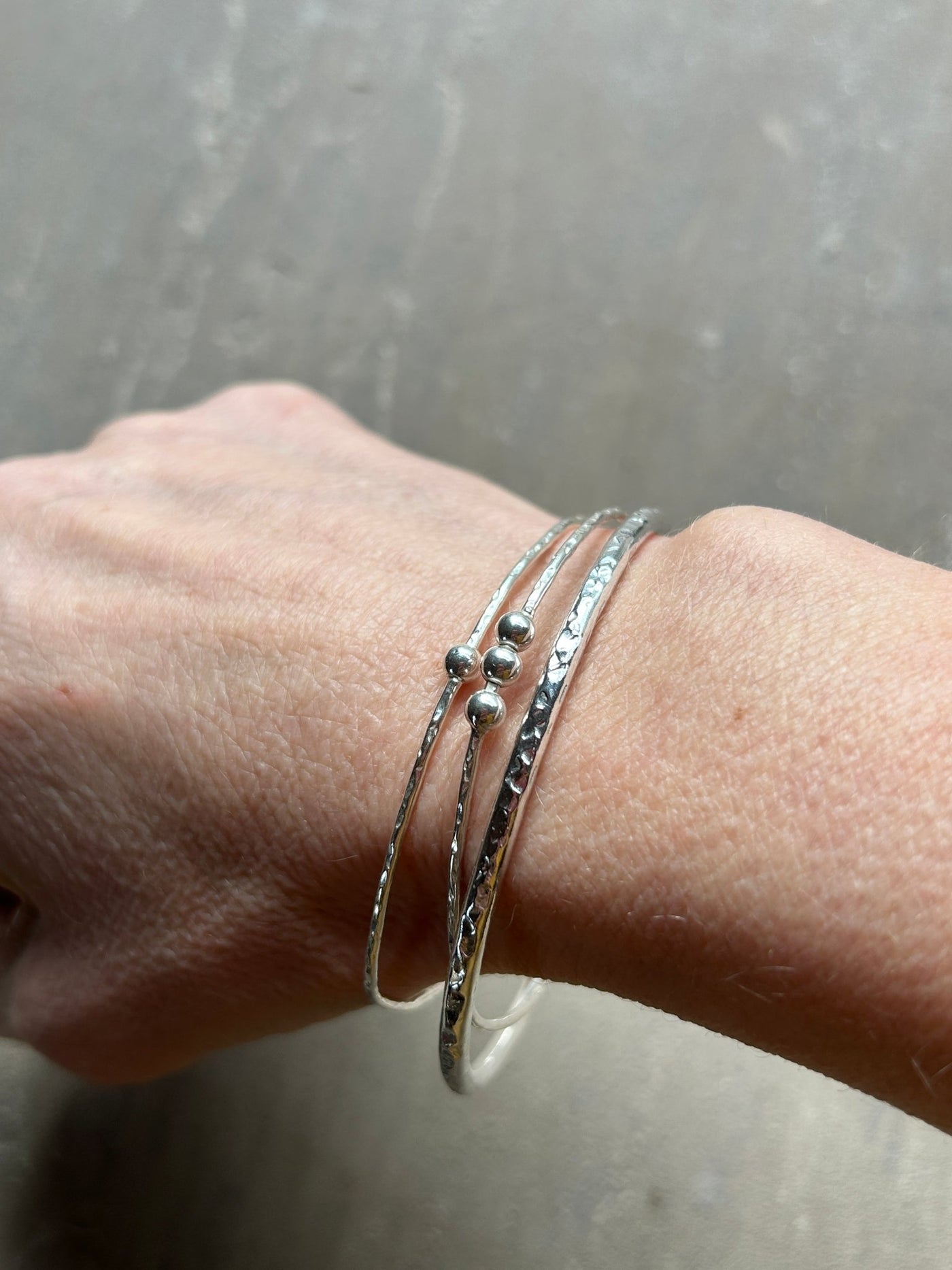 Classic Hammered Bangle - 3mm - LaVidaLoca Jewellery