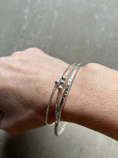 Classic Hammered Bangle - 3mm - LaVidaLoca Jewellery