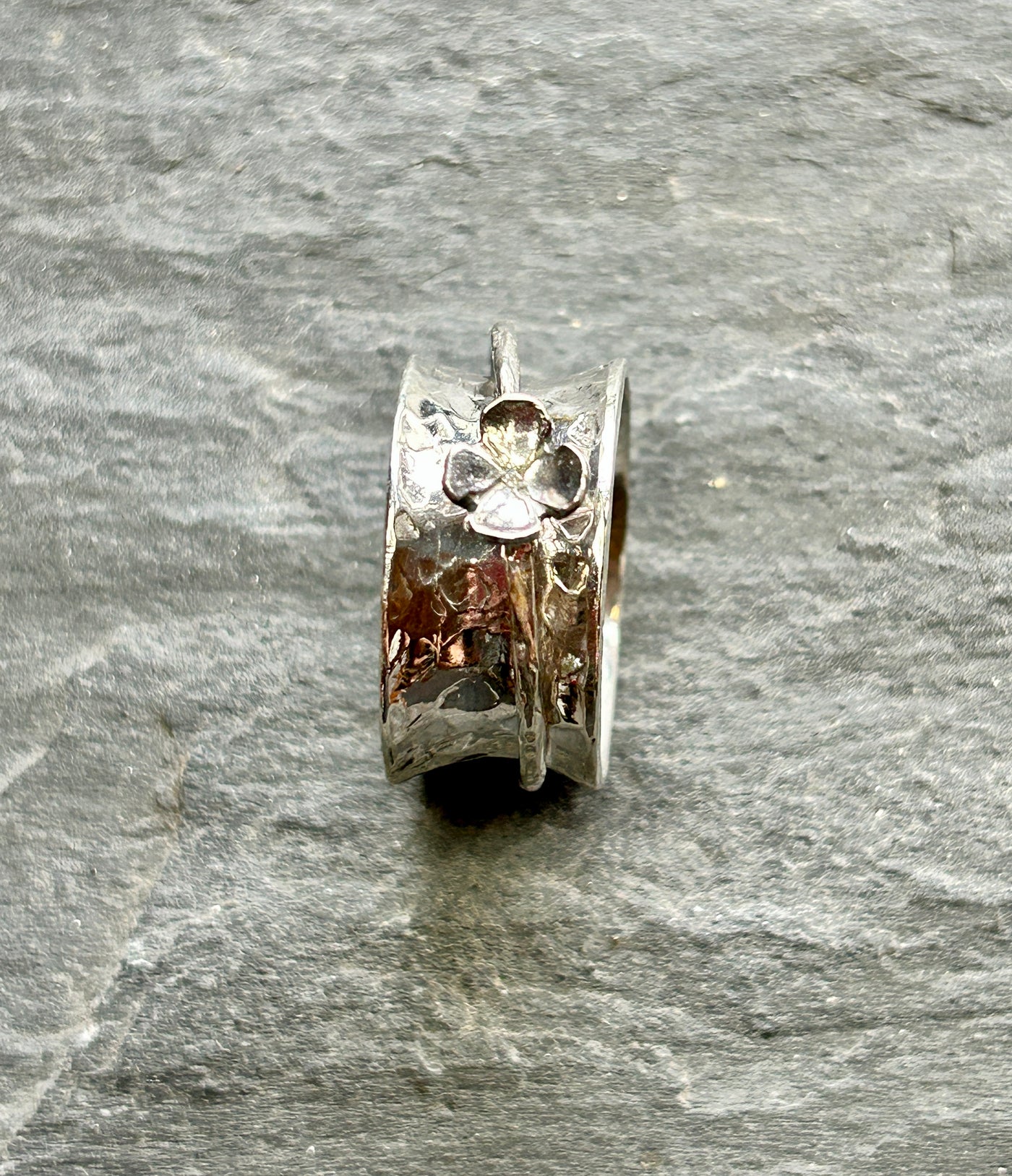 Sterling Silver Spinner ring - Four Leaf Clover Spinner