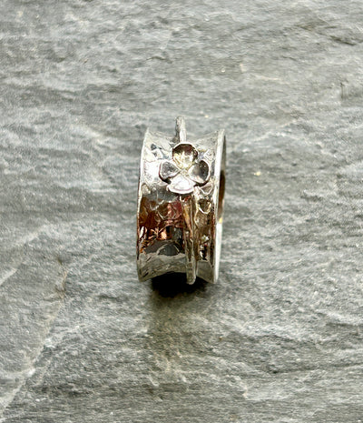 Sterling Silver Spinner ring - Four Leaf Clover Spinner
