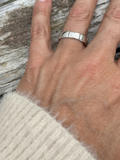 Grooved Silver Band Ring - LaVidaLoca Jewellery