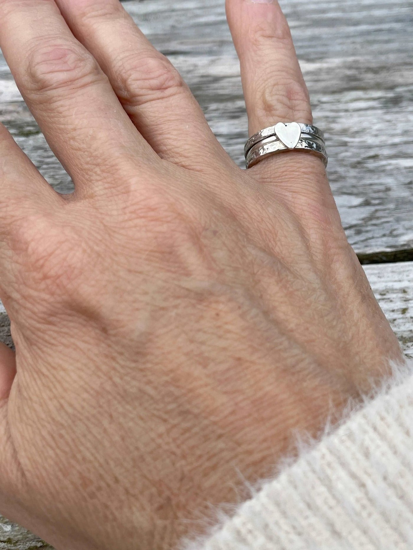 Stacking ring with handcut heart LaVidaLoca