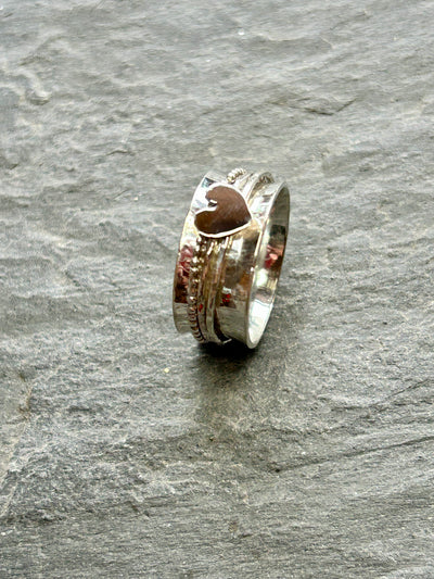 Sterling Silver Heart Spinner ring - Three spinners