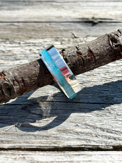 Inlay band ring - 8mm offset - LaVidaLoca Jewellery