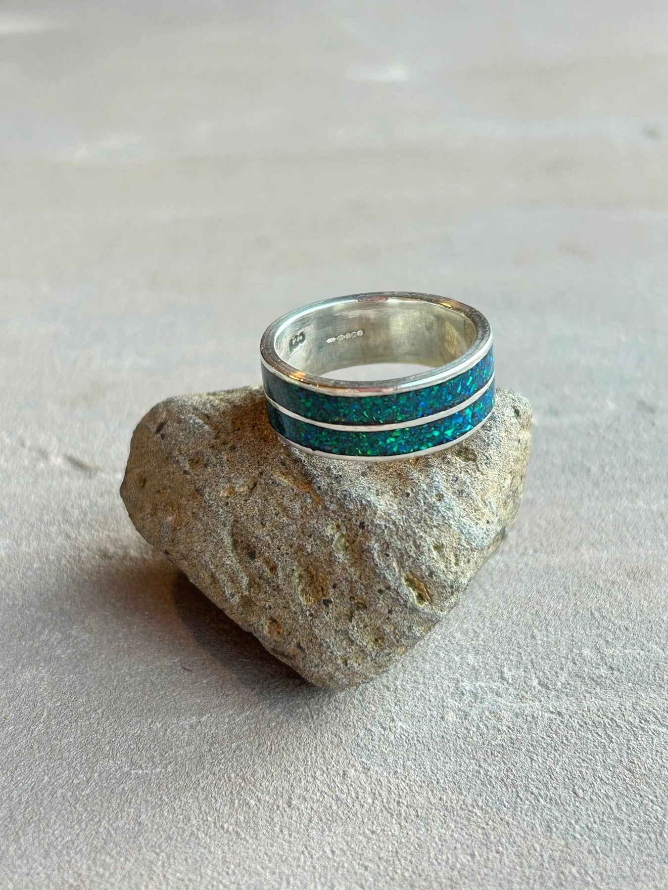 Silver Ring With Inlay Sterling Silver Inlay band ring : Opal Inlay in various colours ...