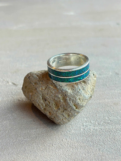 Inlay band ring - Double set 8mm - LaVidaLoca Jewellery