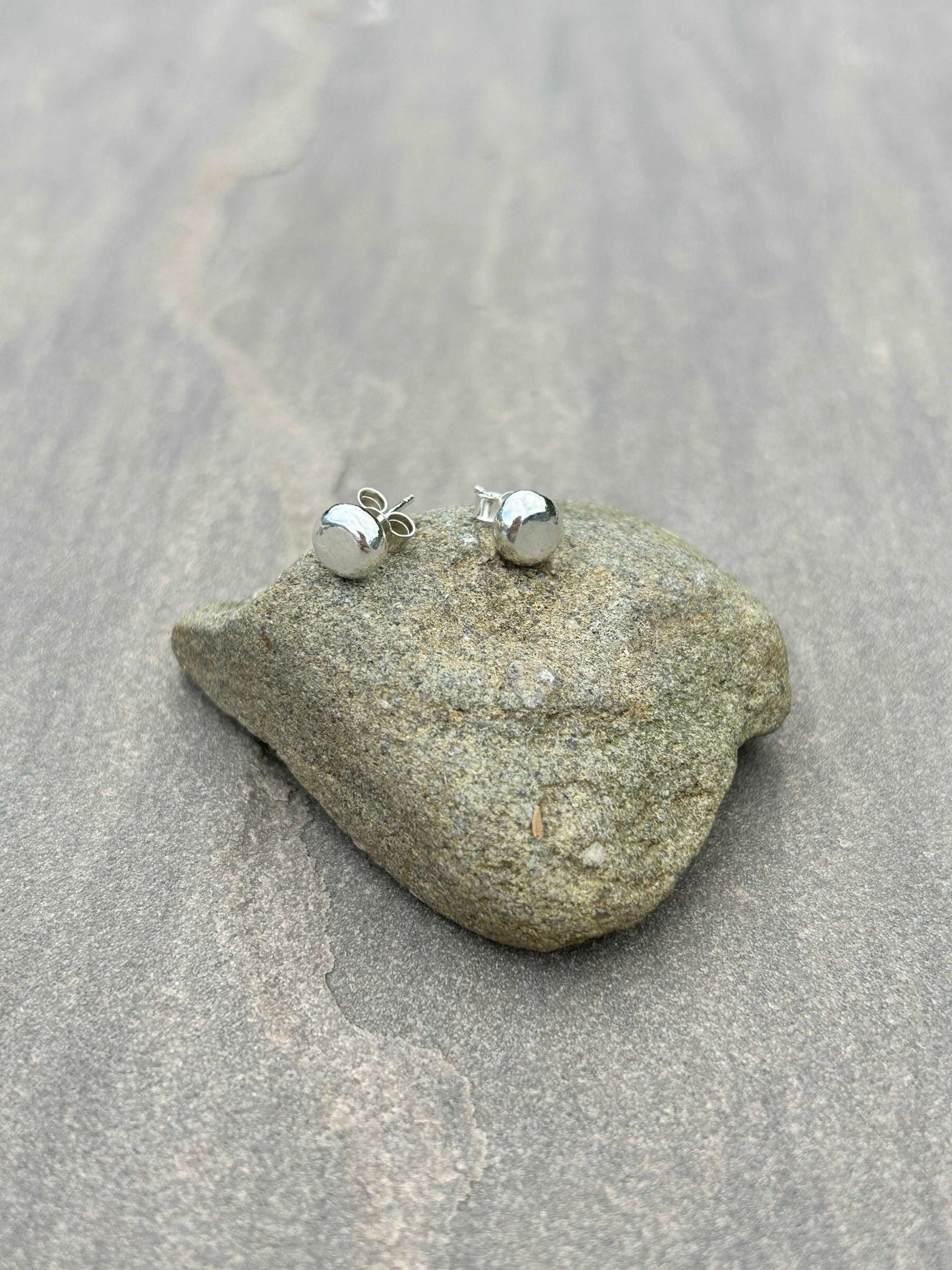 Sterling Silver Stud earrings shown on a stone - LaVidaLoca Jewellery