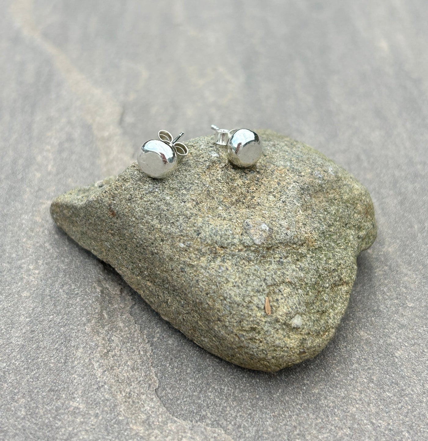 Sterling Silver Stud earrings shown on a stone by LaVidaLoca Jewellery
