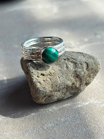 Malachite Stacking ring bundle - LaVidaLoca Jewellery
