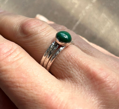 Malachite Stacking ring bundle - LaVidaLoca Jewellery