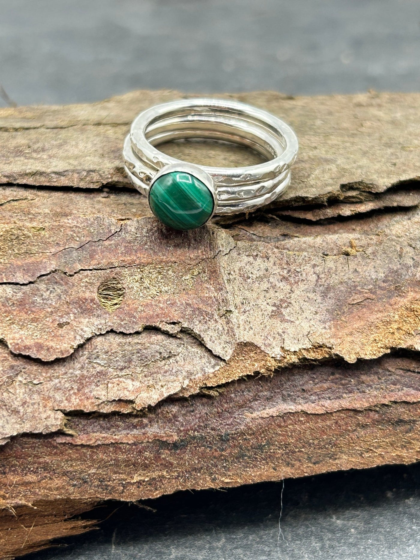 Malachite Stacking ring bundle - LaVidaLoca Jewellery