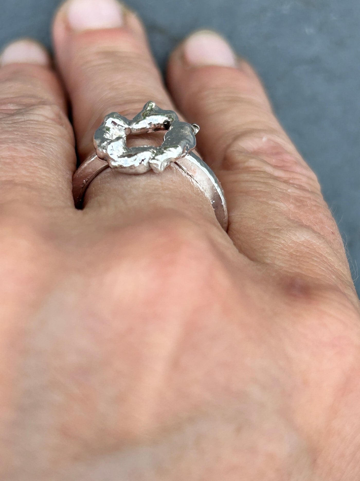 Molten Textured Circle Ring - LaVidaLoca Jewellery