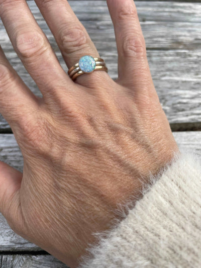 Opal Inlay Ring & Stacking Bands - LaVidaLoca Jewellery