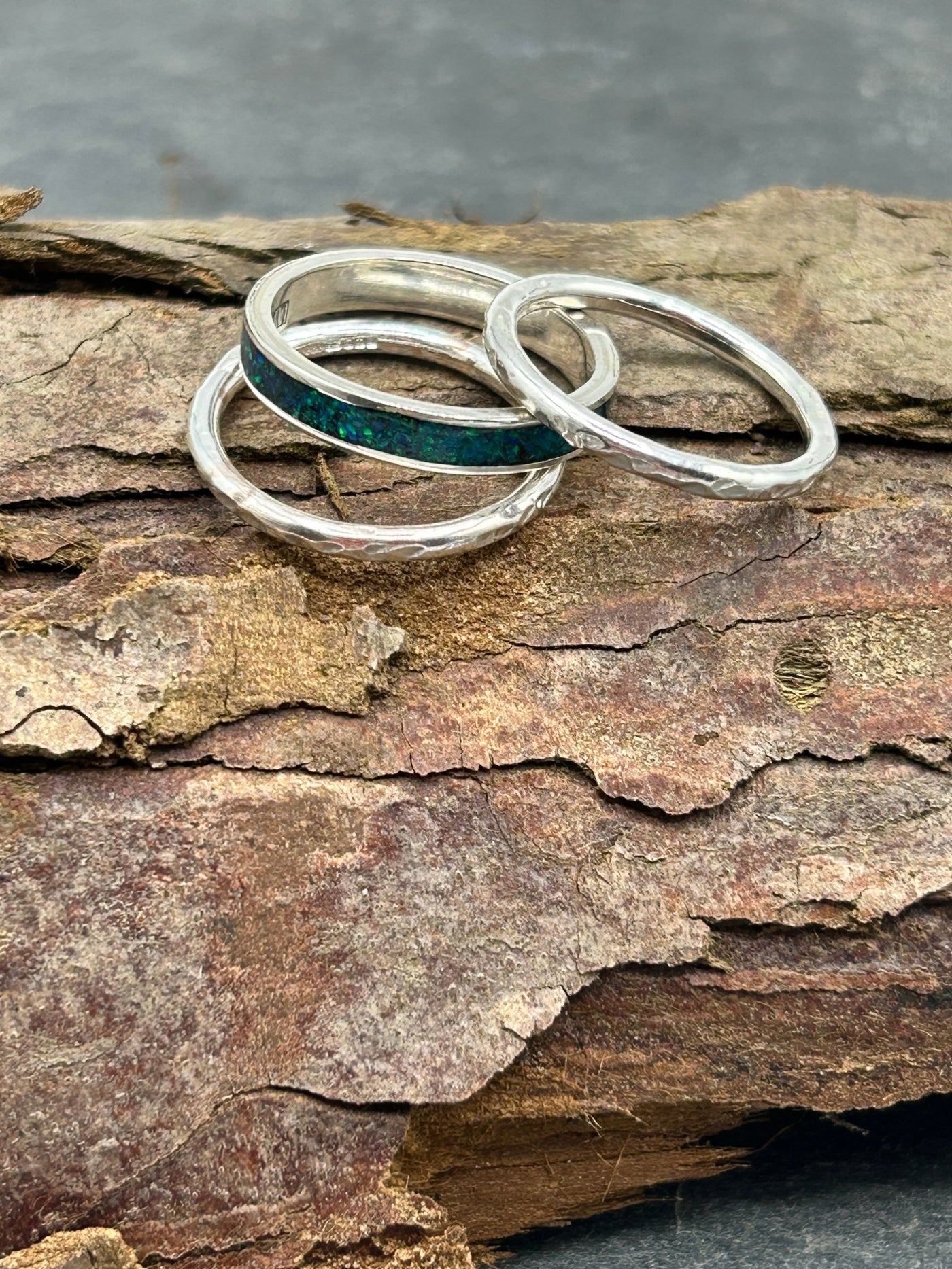 Opal Inlay & Stacking Ring bundle - LaVidaLoca Jewellery