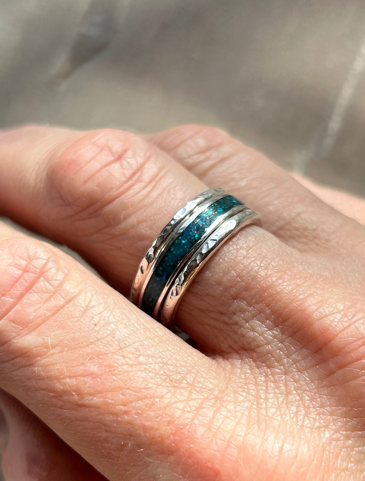 Opal Inlay & Stacking Ring bundle - LaVidaLoca Jewellery