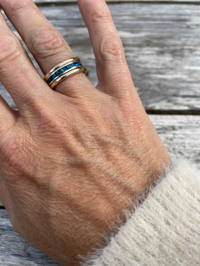 Opal Inlay & Stacking Ring bundle - LaVidaLoca Jewellery
