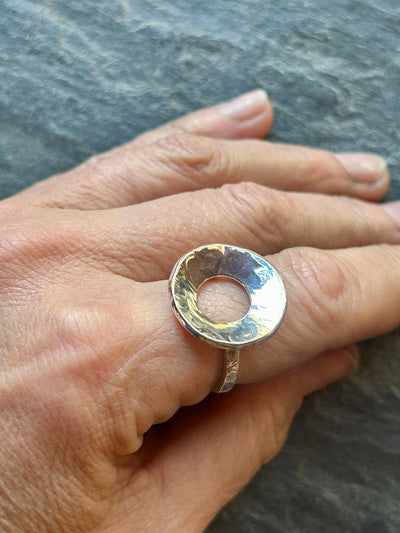 Sterling Silver Concave Ring by LaVidaLoca Jewellery shown on hand