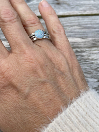 Stacking ring with Opal Inlay - LaVidaLoca Jewellery