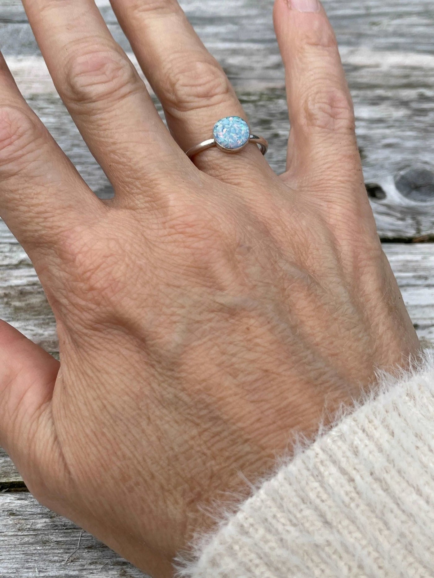 Stacking ring with Opal Inlay - LaVidaLoca Jewellery