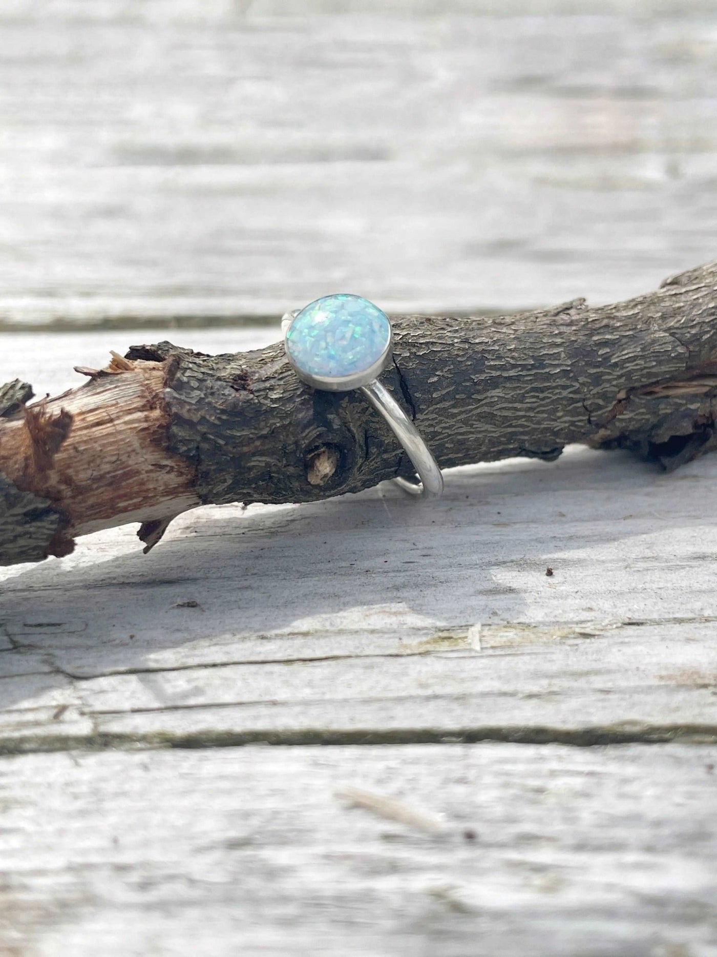 Stacking ring with Opal Inlay - LaVidaLoca Jewellery