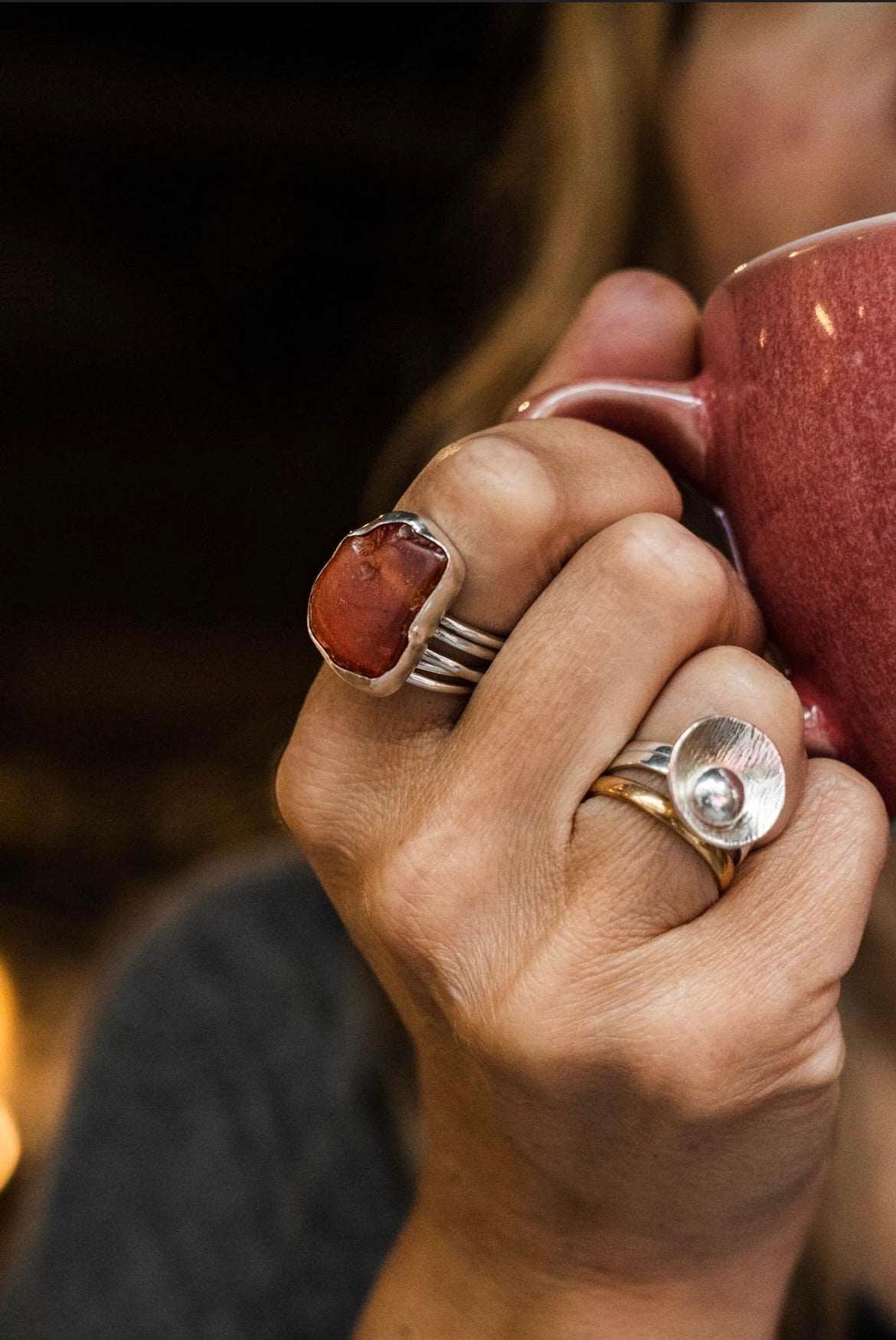 Statement ring bundle : Orange Agate : Handmade – LaVidaLoca Jewellery