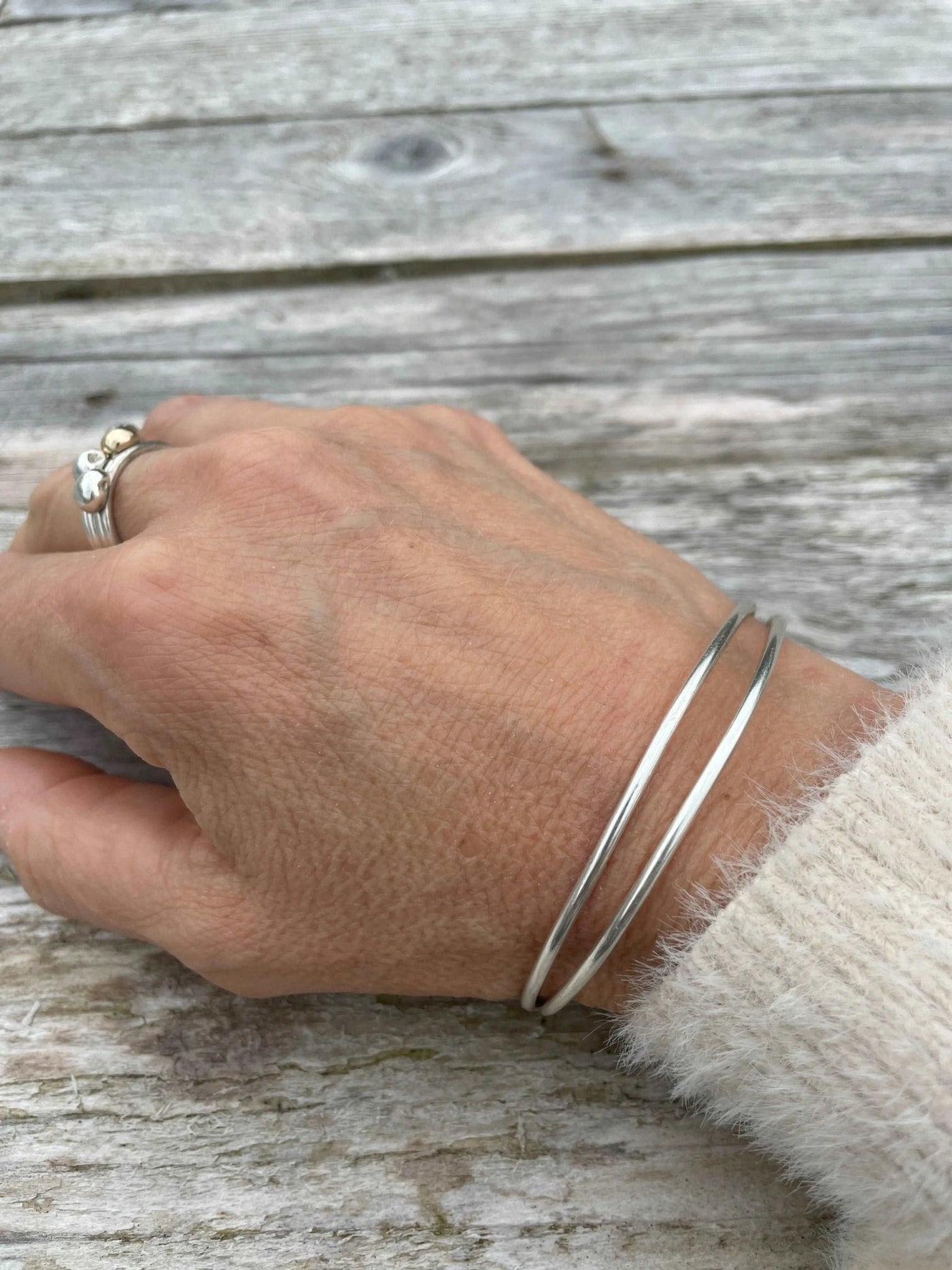 Twin Row Sterling Silver Torque Bangle | Handmade – LaVidaLoca Jewellery
