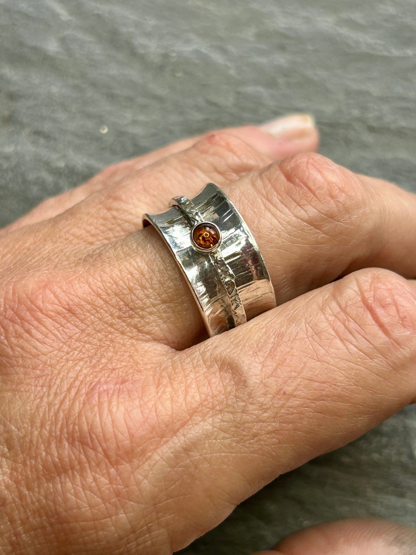 Sterling Silver Spinner ring - Amber Spinner - LaVidaLoca Jewellery